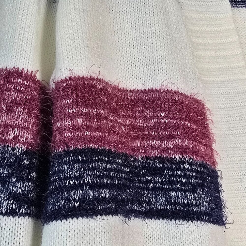 Verve Ami Open Cardigan Sweater Womens Extra Large Striped Fuzzy Knit Cozy Boho - Picture 3 of 12
